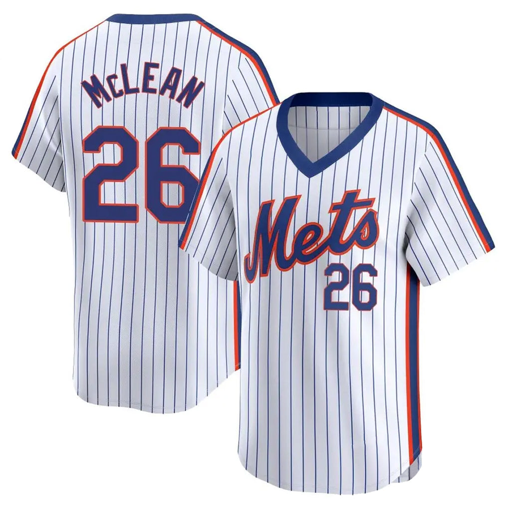 Elroe NY.Mets #26 Nolan McLean Player White Cooperstown Collection T-shirt Game Stitched Jerseys