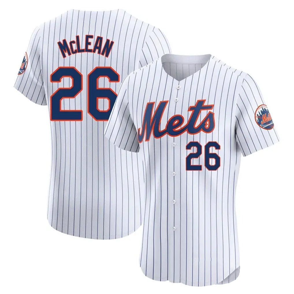 Elroe NY.Mets #26 Nolan McLean Player White Home Limited Elite Stitched Jerseys
