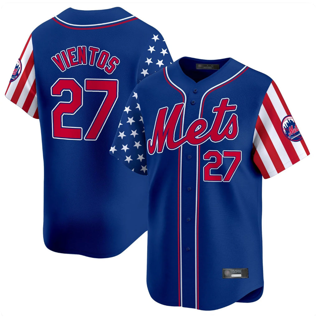 Elroe NY.Mets #27 Mark Vientos Player Royal 2025 Independence Day Vapor Premier Limited  Stitched Jerseys