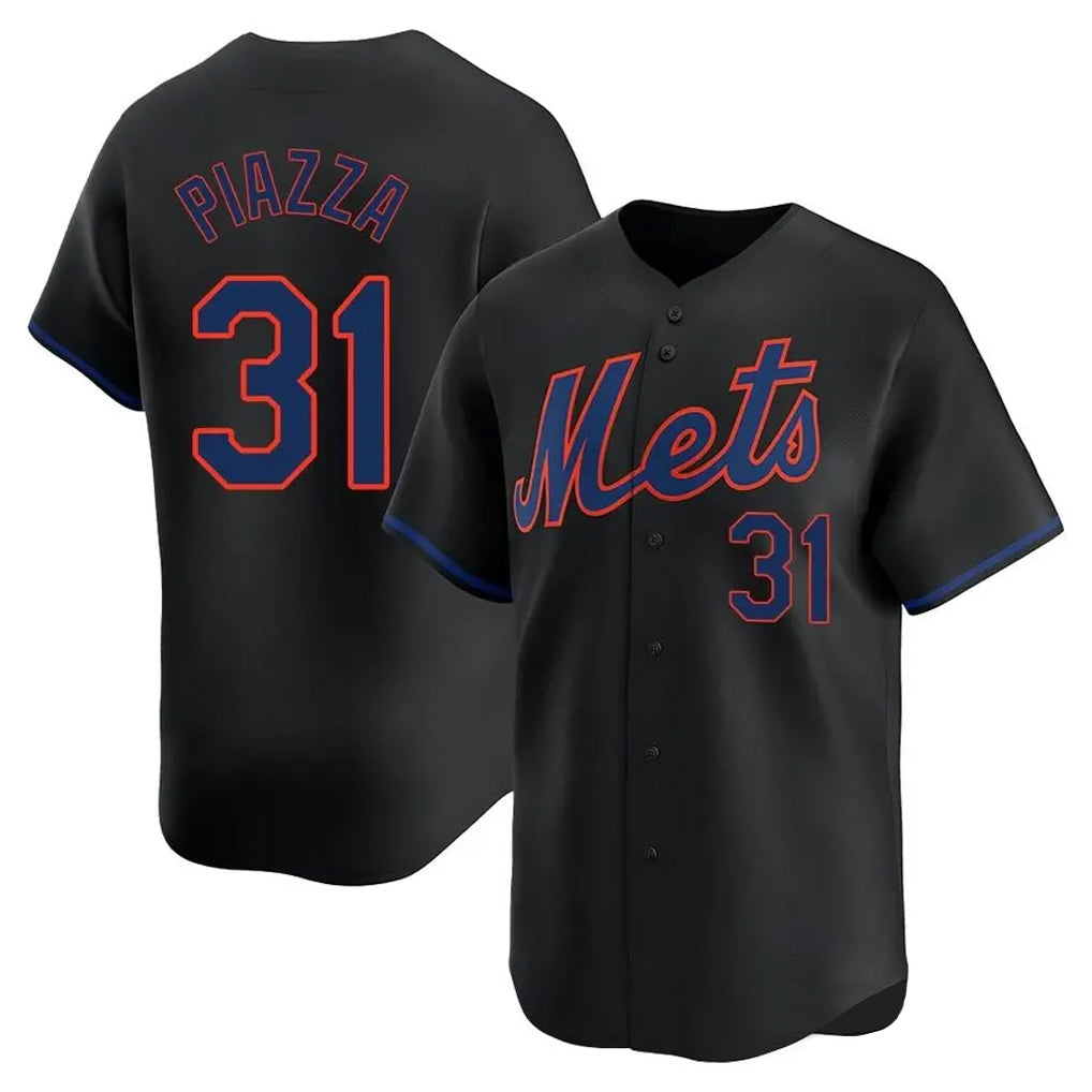 Elroe NY.Mets #31 Mike Piazza Player Black Alternate Home Limited Stitched Jerseys