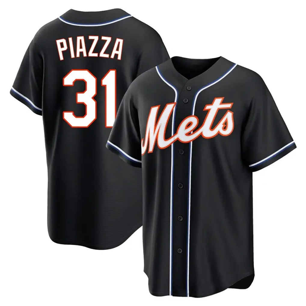 Elroe NY.Mets #31 Mike Piazza Player Black Fashion Out Game Stitched Jerseys