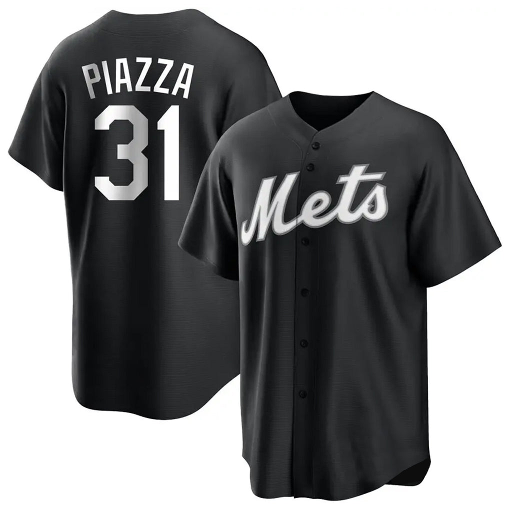 Elroe NY.Mets #31 Mike Piazza Player Black Home Game Stitched Jerseys