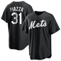 Elroe NY.Mets #31 Mike Piazza Player Black Home Game Stitched Jerseys