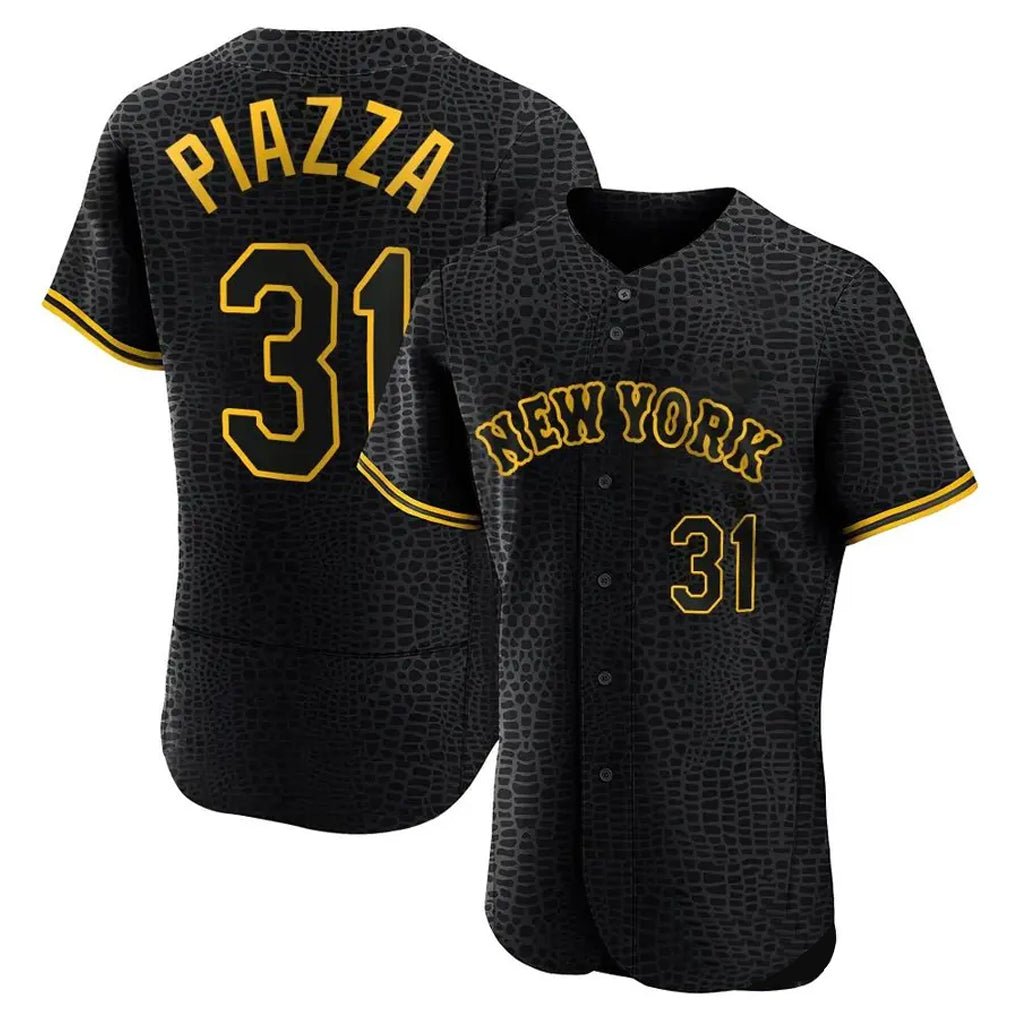 Elroe NY.Mets #31 Mike Piazza Player Black Snake Skin City Home Limited Elite Stitched Jerseys