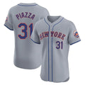 Elroe NY.Mets #31 Mike Piazza Player Gray Road Limited Elite Home Stitched Jerseys