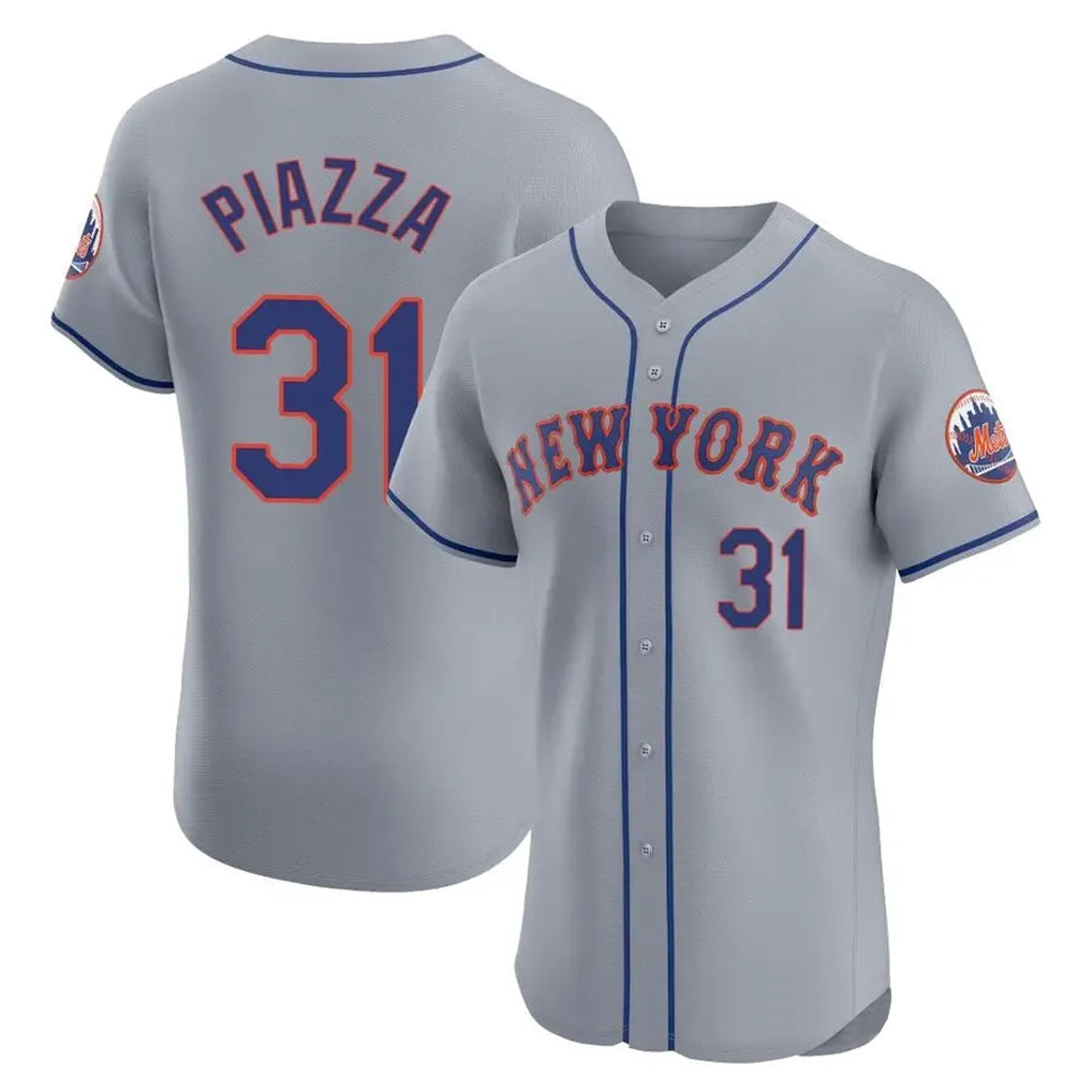 Elroe NY.Mets #31 Mike Piazza Player Gray Road Limited Elite Home Stitched Jerseys