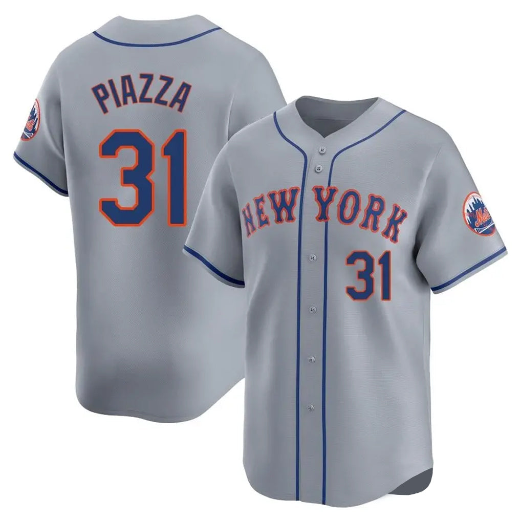 Elroe NY.Mets #31 Mike Piazza Player Gray Road Limited Home Stitched Jerseys