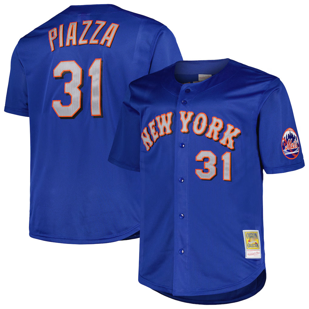 Elroe NY.Mets #31 Mike Piazza Player Royal Mitchell & Ness Cooperstown Collection Home Limited Stitched Jerseys