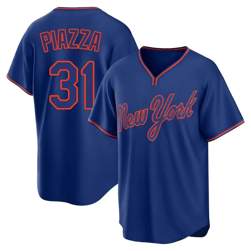 Elroe NY.Mets #31 Mike Piazza Player Royal T-shirt Home Game Stitched Jerseys