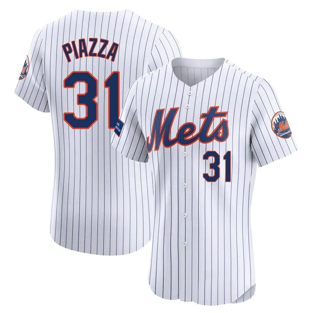 Elroe NY.Mets #31 Mike Piazza Player White Home Limited Elite Stitched Jerseys