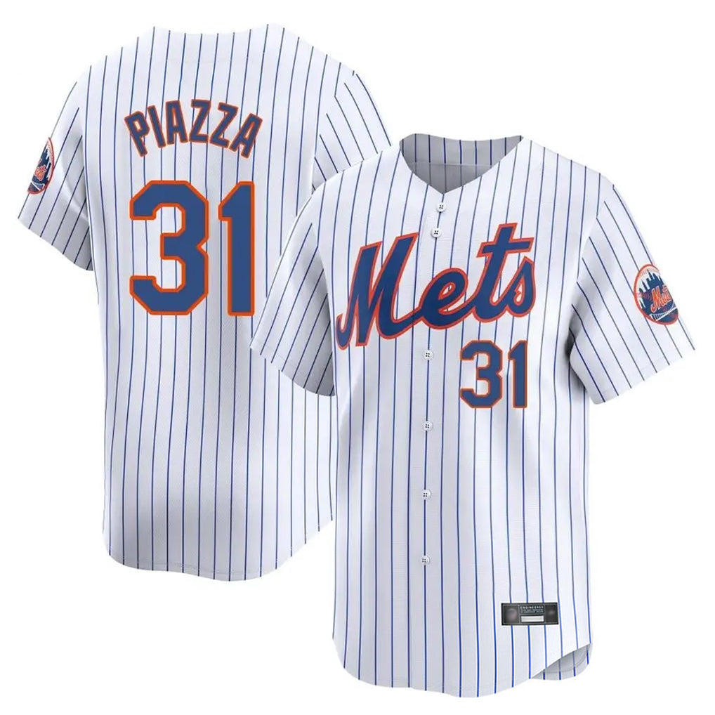 Elroe NY.Mets #31 Mike Piazza Player White Home Replica Stitched Jerseys