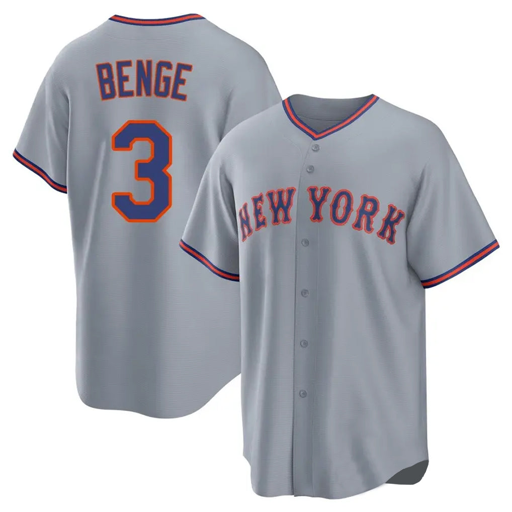 Elroe NY.Mets #3 Carson Benge Player Gray Road Home Game Stitched Jerseys