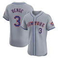 Elroe NY.Mets #3 Carson Benge Player Gray Road Limited Elite Home Stitched Jerseys