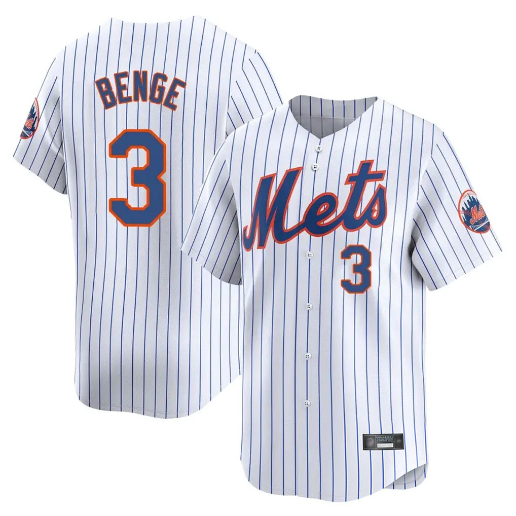 Elroe NY.Mets #3 Carson Benge Player White Home Replica Stitched Jerseys