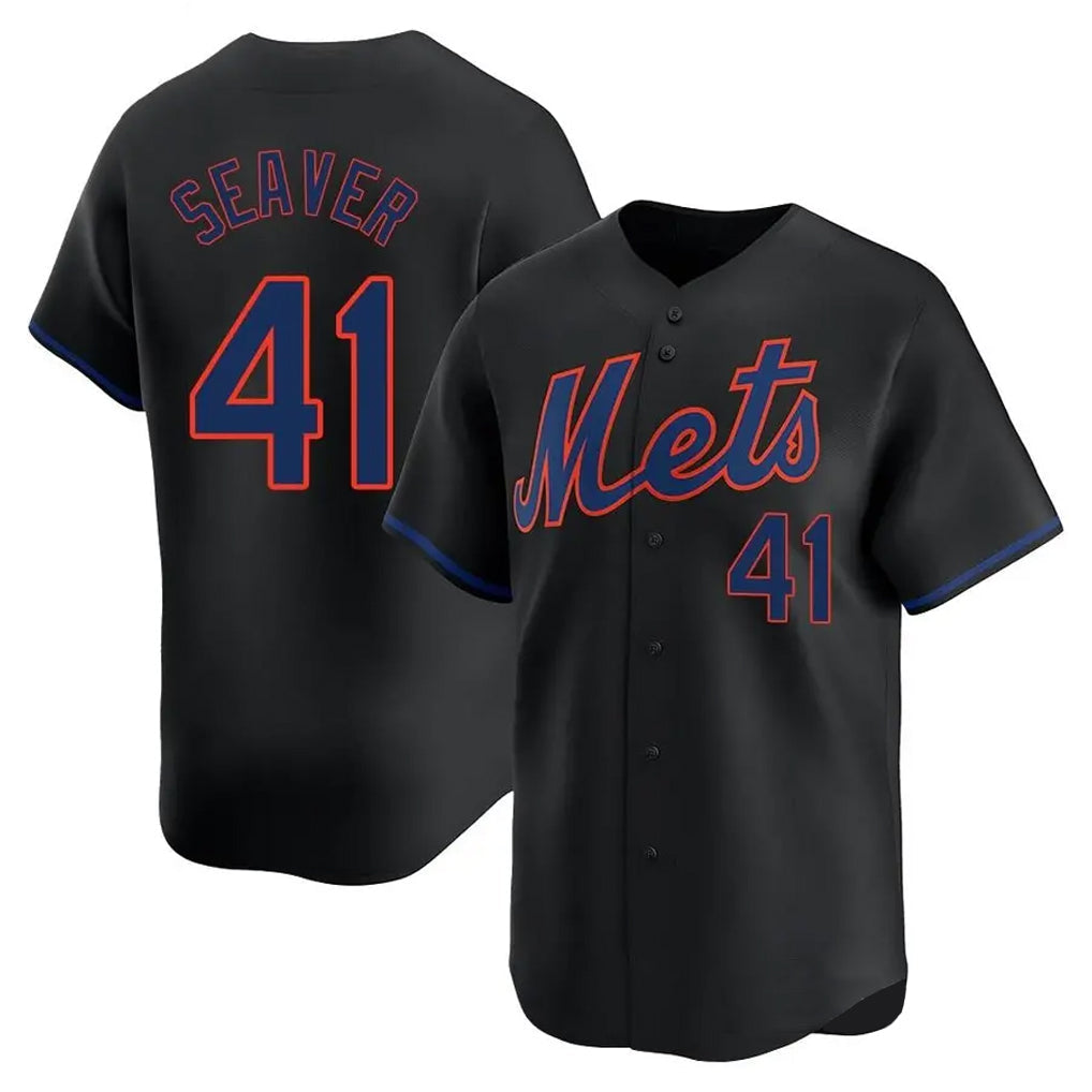 Elroe NY.Mets #41 Tom Seaver Player Black Alternate Home Limited Stitched Jerseys