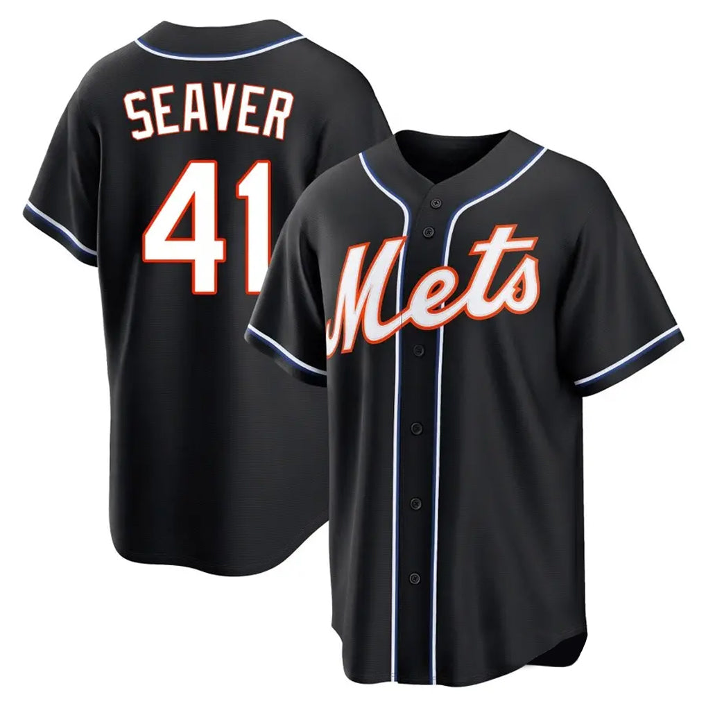 Elroe NY.Mets #41 Tom Seaver Player Black Fashion Out Game Stitched Jerseys