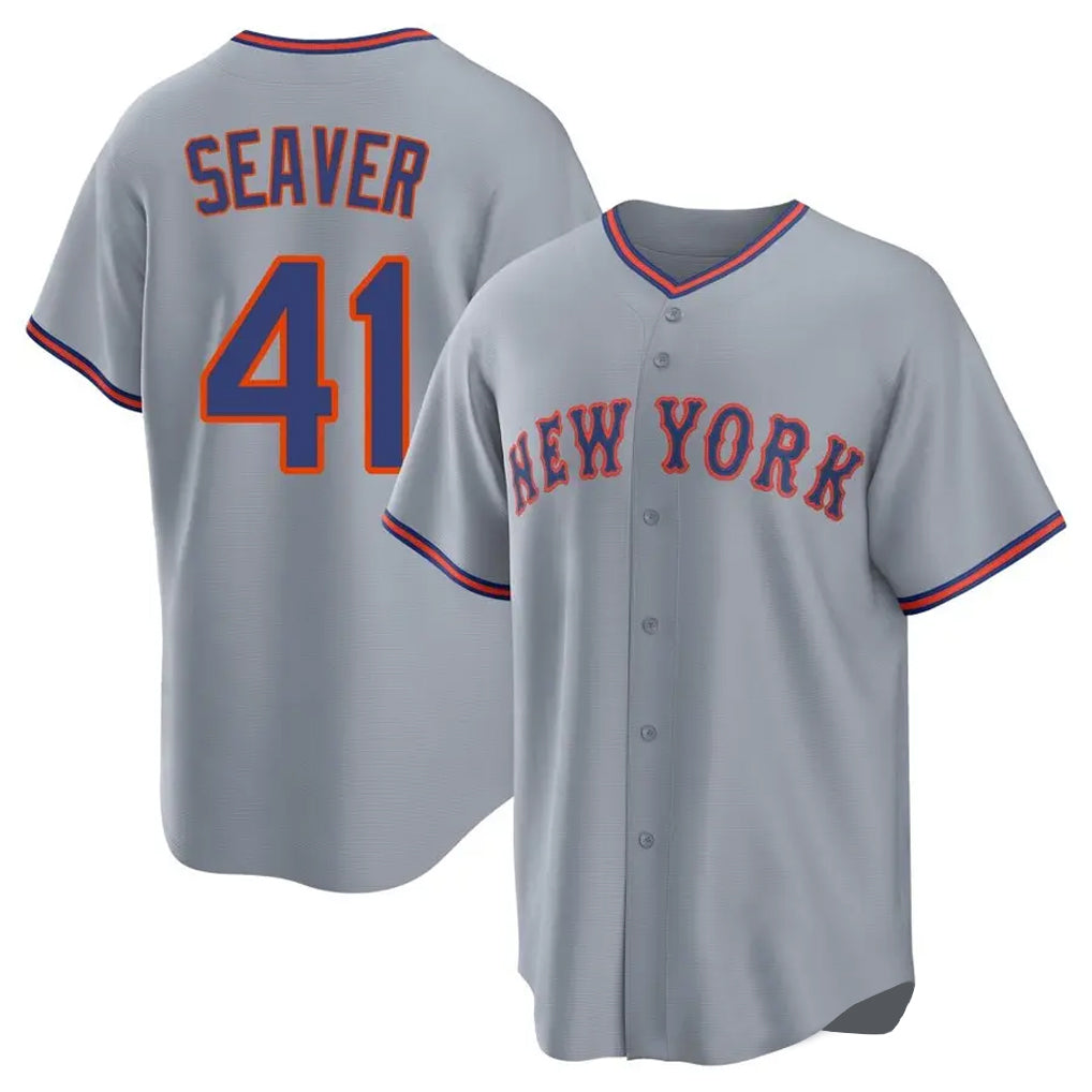 Elroe NY.Mets #41 Tom Seaver Player Gray Road Home Game Stitched Jerseys