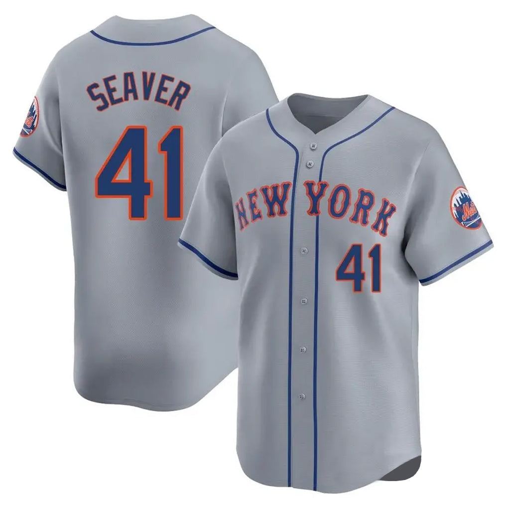 Elroe NY.Mets #41 Tom Seaver Player Gray Road Limited Home Stitched Jerseys