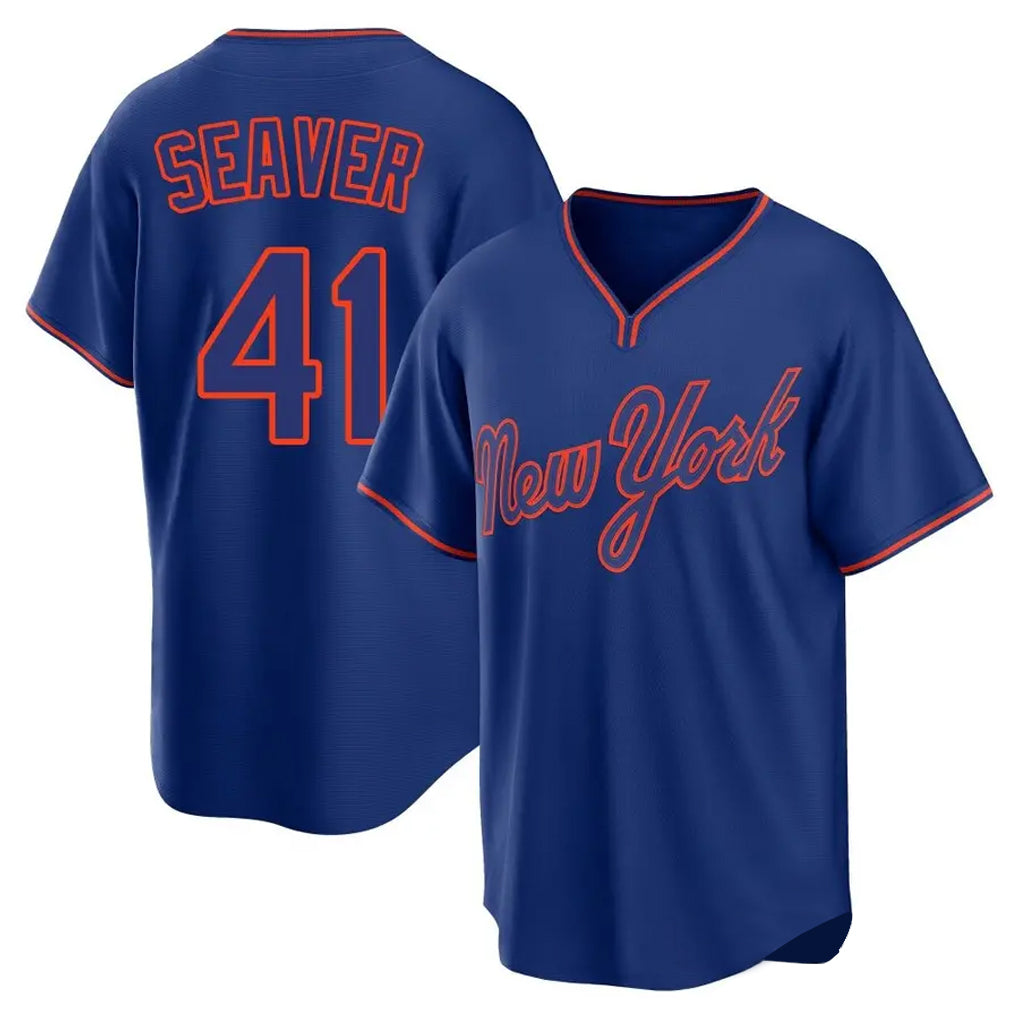 Elroe NY.Mets #41 Tom Seaver Player Royal T-shirt Home Game Stitched Jerseys