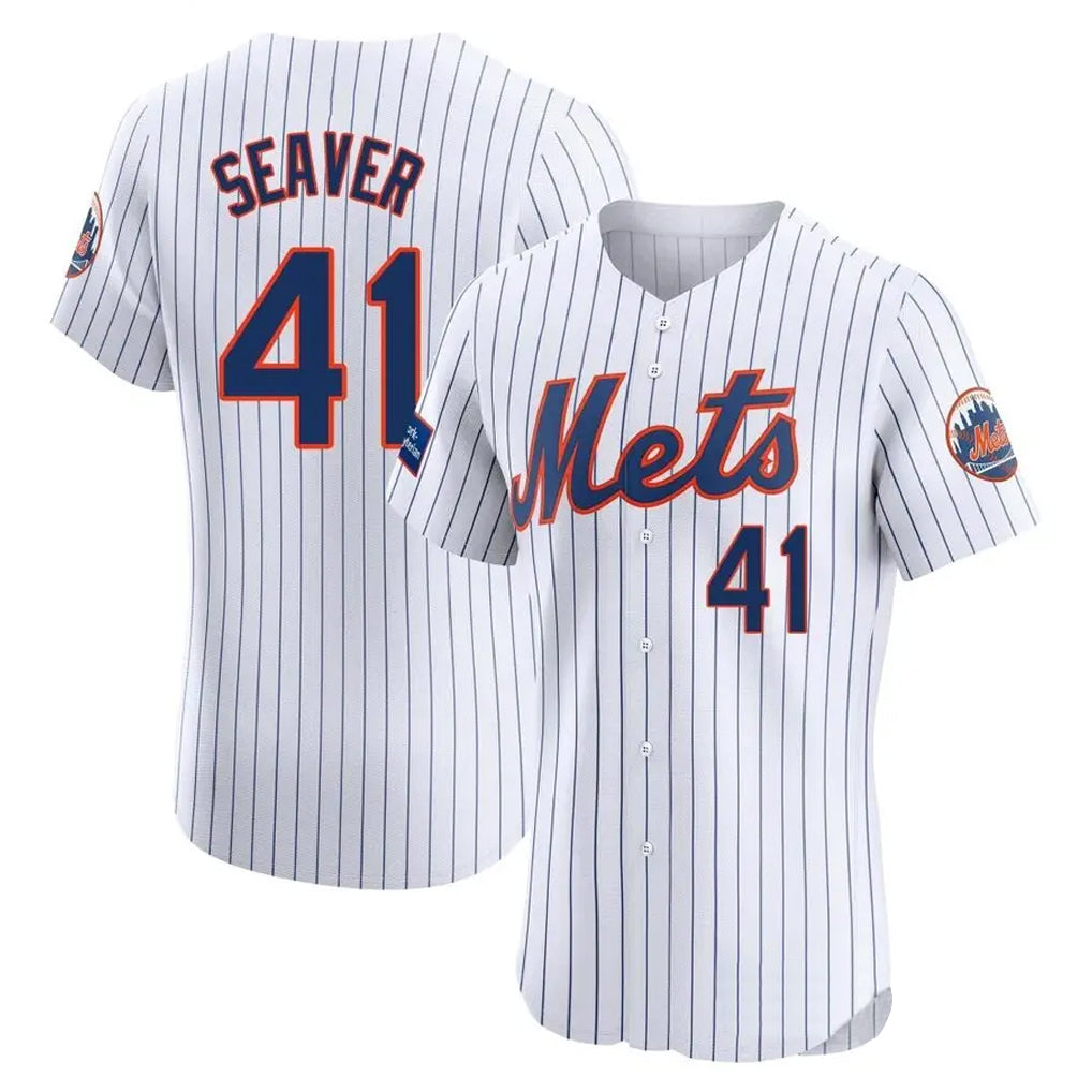 Elroe NY.Mets #41 Tom Seaver Player White Home Limited Elite Stitched Jerseys
