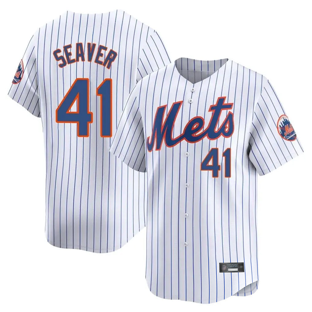 Elroe NY.Mets #41 Tom Seaver Player White Home Replica Stitched Jerseys