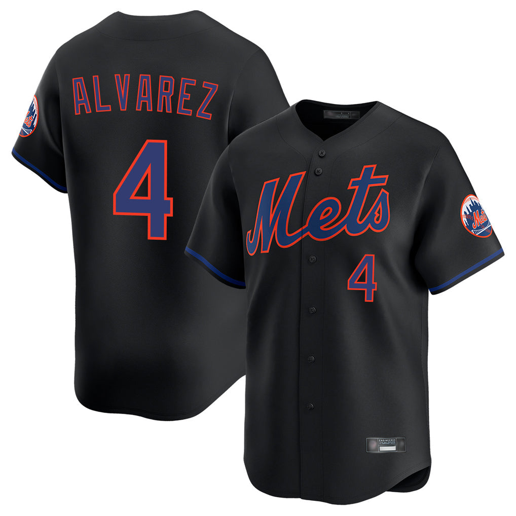 Elroe NY.Mets #4 Francisco Alvarez Player Black Alternate Home Limited Stitched Jerseys