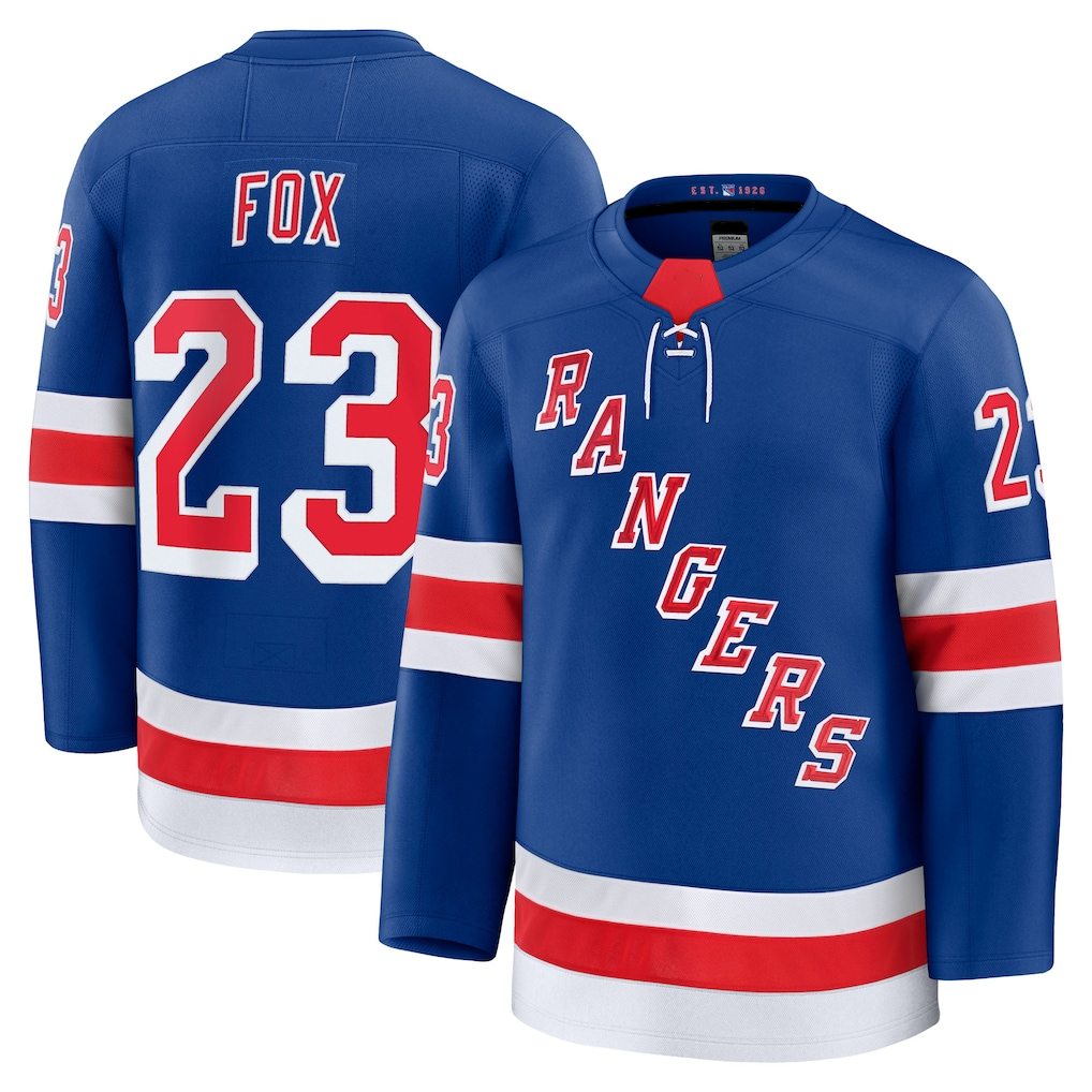 Elroe NY.Rangers #23 Adam Fox Blue Home Premium Jerseys