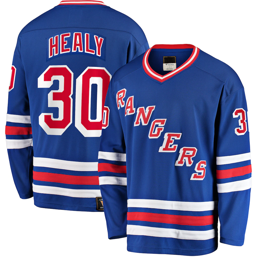Elroe NY.Rangers #30 Glenn Healy Blue Premier Breakaway Retired Player Jerseys