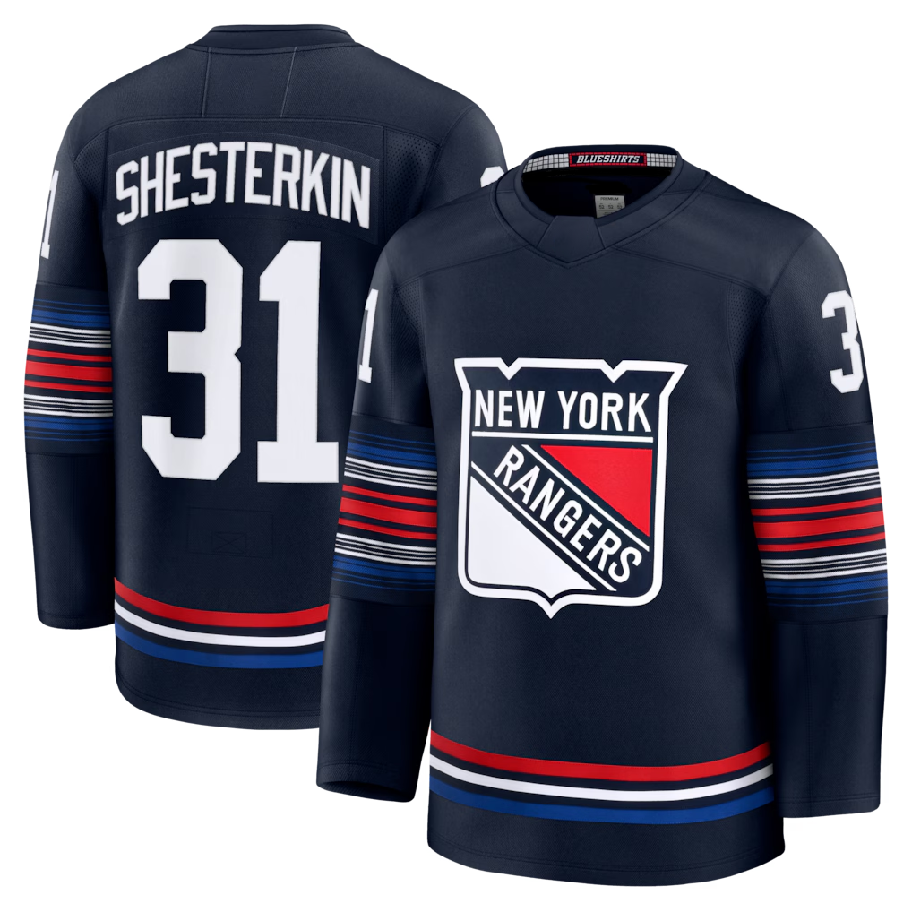 Elroe NY.Rangers #31 Igor Shesterkin Navy Alternate Premier Player Jerseys