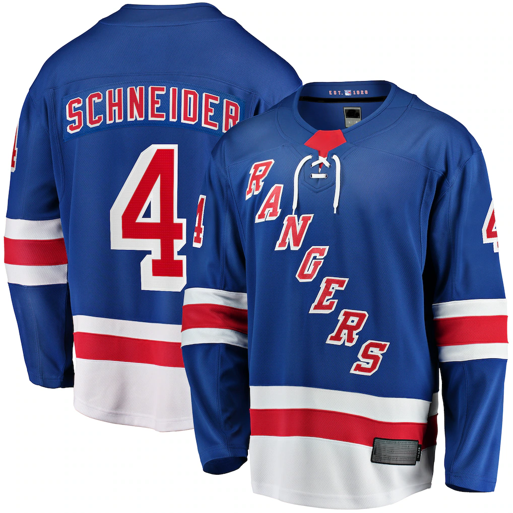 Elroe NY.Rangers #4 Braden Schneider Blue Home Premier Breakaway Jerseys