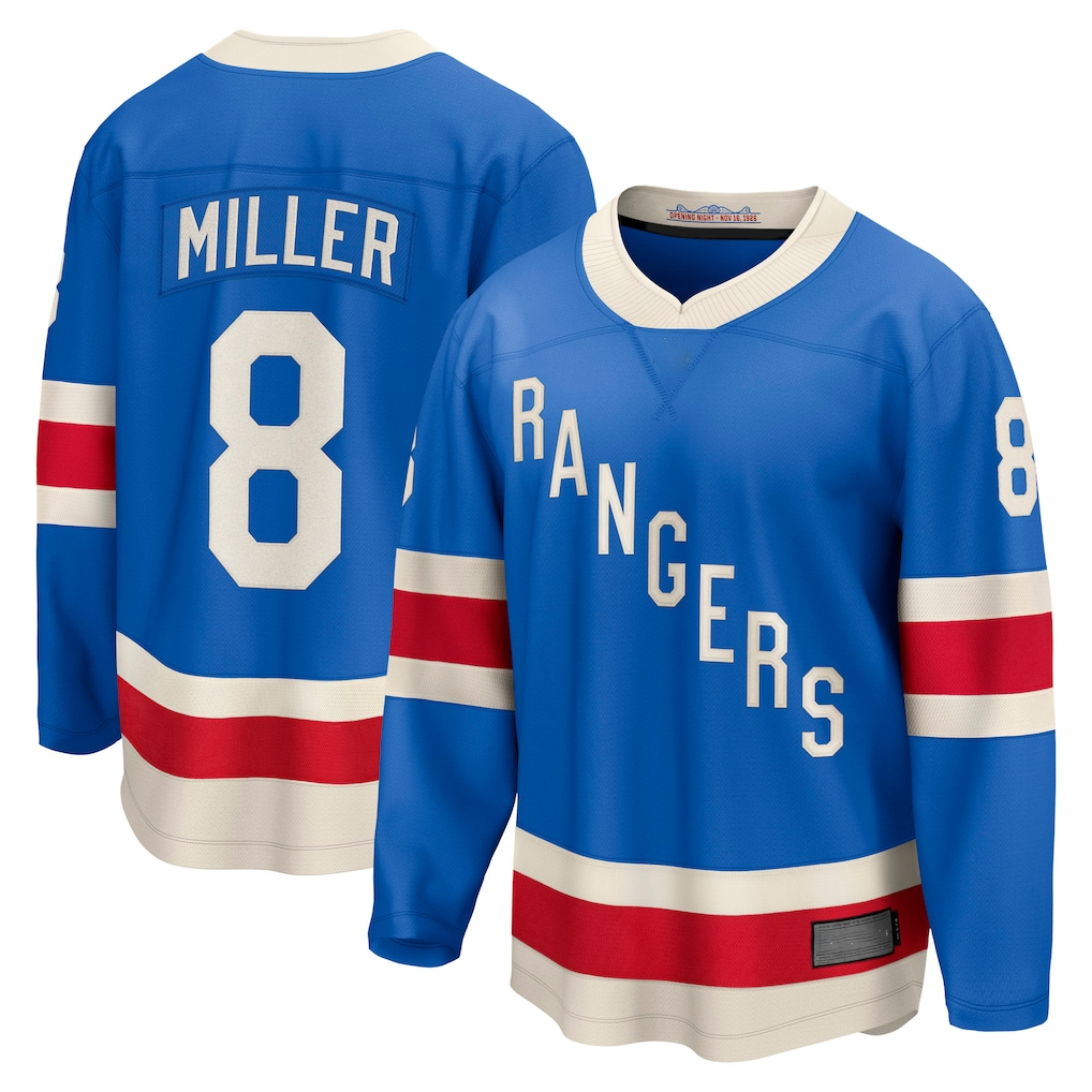 Elroe NY.Rangers #8 J.T. Miller Blue Centennial Breakaway Jerseys