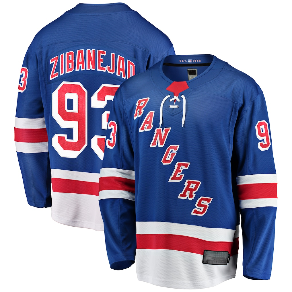 Elroe NY.Rangers #93 Mika Zibanejad Blue Home Breakaway Player Jerseys