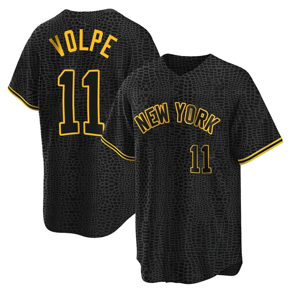 Elroe NY.Yankees #11 Anthony Volpe Player Black Snake Skin City Game Home Stitched Jerseys