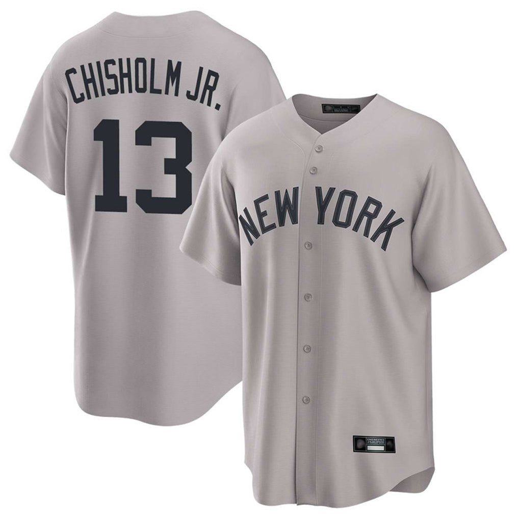 Elroe NY.Yankees #13 Jazz Chisholm Jr Player Gray Game Home Stitched Jerseys