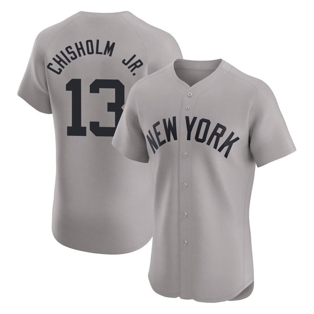 Elroe NY.Yankees #13 Jazz Chisholm Jr Player Gray Limited Elite Home Stitched Jerseys
