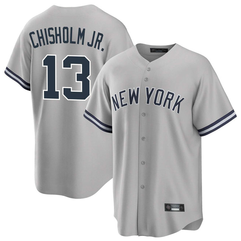 Elroe NY.Yankees #13 Jazz Chisholm Jr Player Gray Road Game Stitched Jerseys
