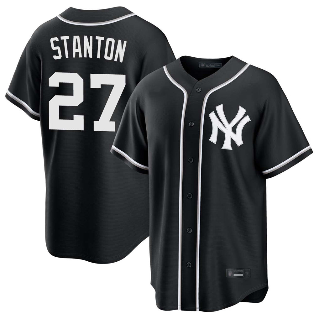 Elroe NY.Yankees #27 Giancarlo Stanton Player Black Out Game Home Stitched Jerseys