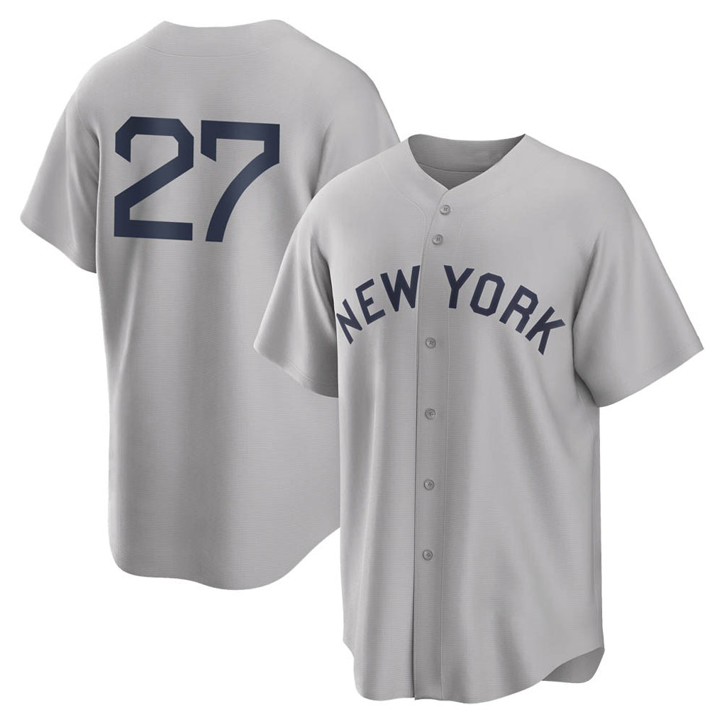 Elroe NY.Yankees #27 Giancarlo Stanton Player Gray Field of Dreams Game Stitched Jerseys