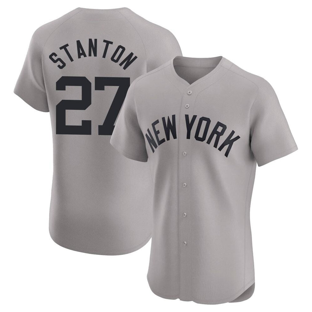 Elroe NY.Yankees #27 Giancarlo Stanton Player Gray Limited Elite Home Stitched Jerseys