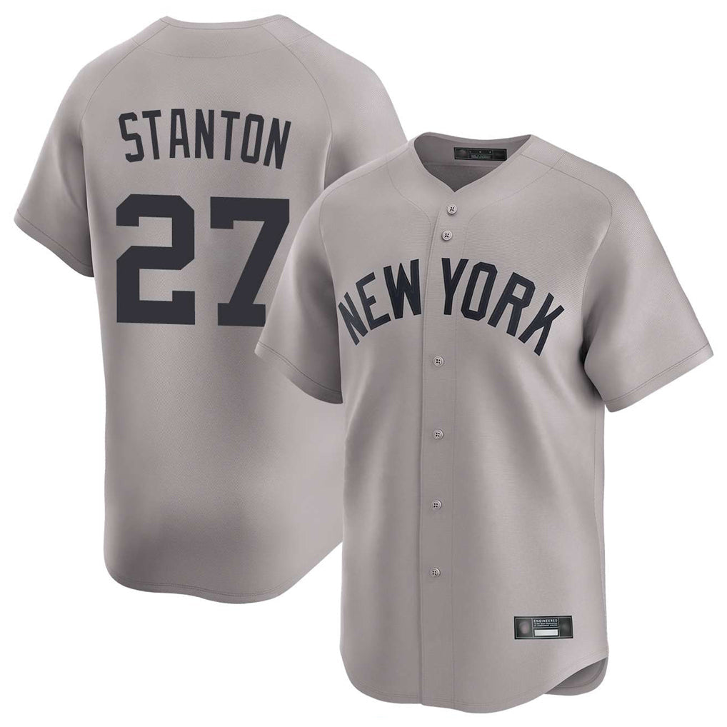 Elroe NY.Yankees #27 Giancarlo Stanton Player Gray Limited Home Stitched Jerseys