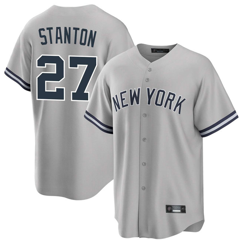 Elroe NY.Yankees #27 Giancarlo Stanton Player Gray Road Game Stitched Jerseys