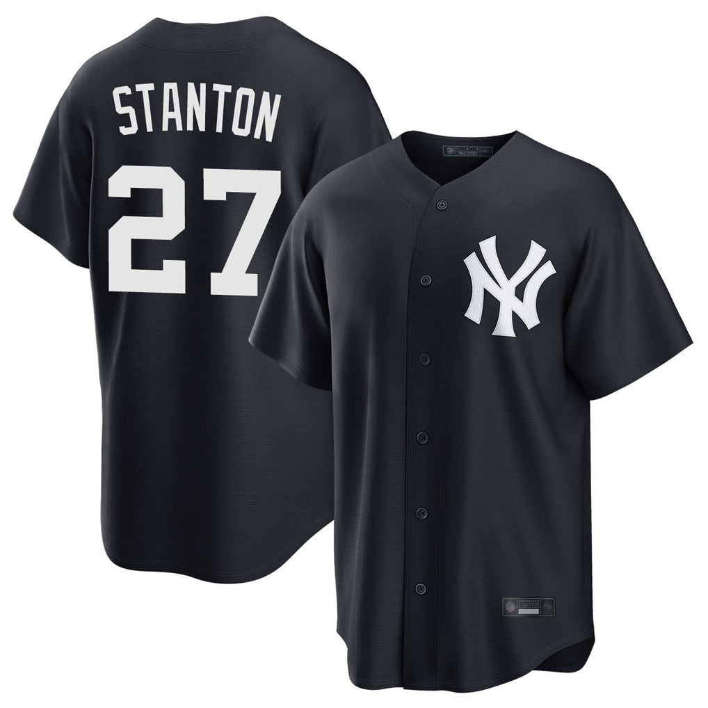 Elroe NY.Yankees #27 Giancarlo Stanton Player Navy Game Stitched Jerseys