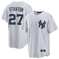 Elroe NY.Yankees #27 Giancarlo Stanton Player White Game Home Stitched Jerseys