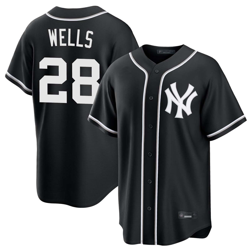 Elroe NY.Yankees #28 Austin Wells Player Black Out Game Home Stitched Jerseys