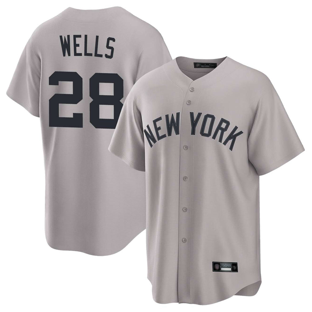 Elroe NY.Yankees #28 Austin Wells Player Gray Game Home Stitched Jerseys