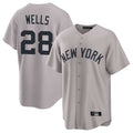 Elroe NY.Yankees #28 Austin Wells Player Gray Game Home Stitched Jerseys