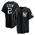 Elroe NY.Yankees #2 Derek Jeter Player Black Game Stitched Jerseys