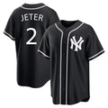 Elroe NY.Yankees #2 Derek Jeter Player Black Out Game Home Stitched Jerseys