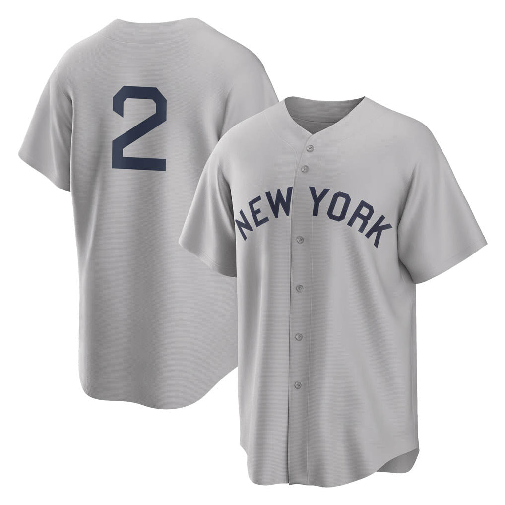 Elroe NY.Yankees #2 Derek Jeter Player Gray Field of Dreams Game Stitched Jerseys
