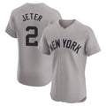 Elroe NY.Yankees #2 Derek Jeter Player Gray Limited Elite Home Stitched Jerseys